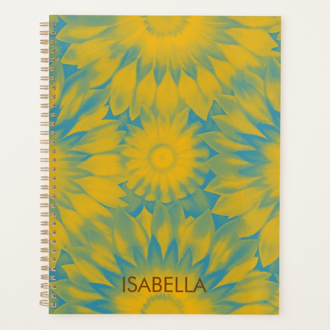 Personalized Vibrant Sunflower Tie-Dye Art Planner (Front)