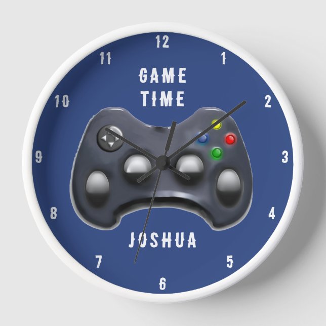 Personalized video gamer gift large clock (Front)