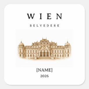 Personalized Vienna Belvedere Name & Year Square Sticker