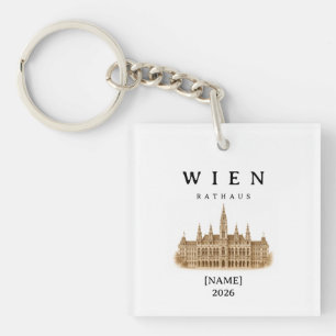 Personalized Vienna City Hall   Name & Year Key Ring