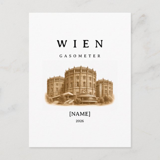 Personalized Vienna Gasometer | Name & Year Postcard (Front)