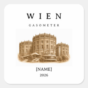Personalized Vienna Gasometer   Name & Year Square Sticker