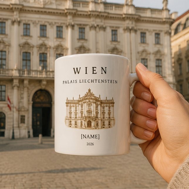 Personalized Vienna Palais Liechtenstein Coffee Mug (Dein persönlicher Moment in Wien – für jeden Tag)