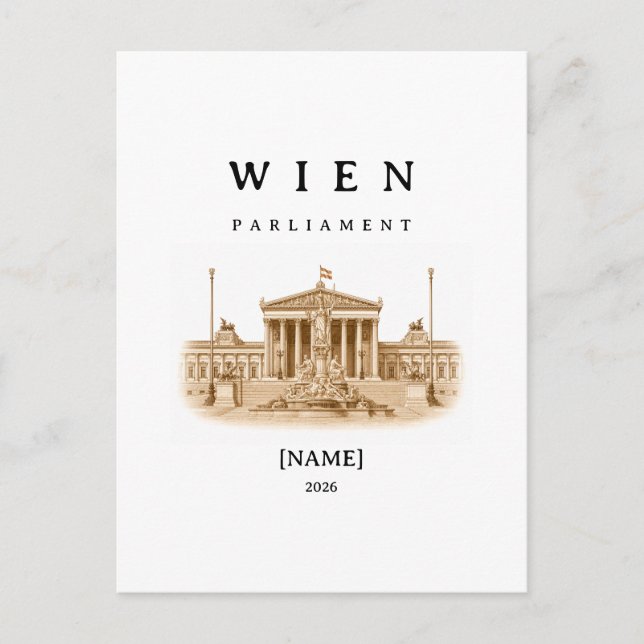 Personalized Vienna Parliament | Name & Year Postcard (Front)