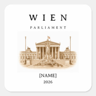 Personalized Vienna Parliament Name & Year Square Sticker