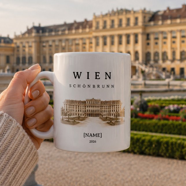 Personalized Vienna Schoenbrunn | Name & Year Coffee Mug (Deine personalisierte Wien Schönbrunn Tasse stilvoll einzigartig mit deinem Namen gestaltet)