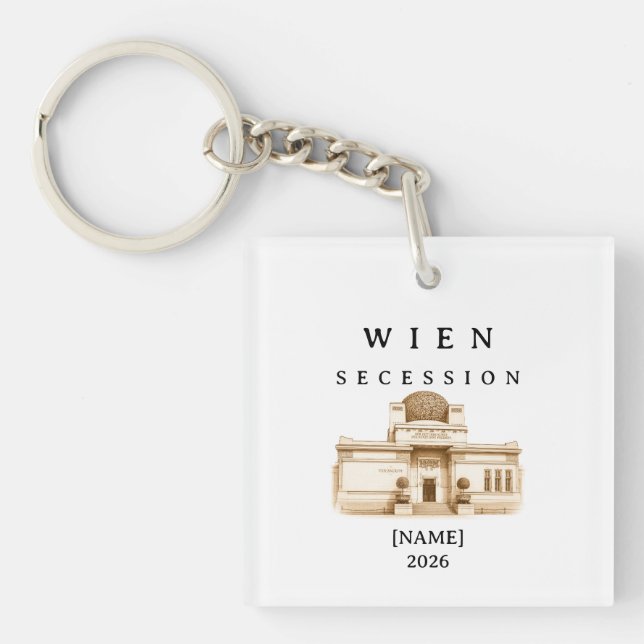 Personalized Vienna Secession | Name & Year Key Ring (Front)