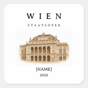 Personalized Vienna State Opera Name & Year Square Sticker