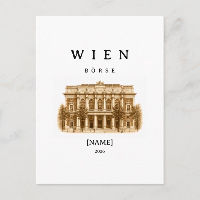 Personalized Vienna Stock Exchange | Name & Year Postcard (Front)