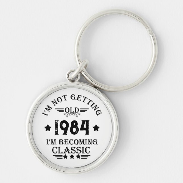 Personalized vintage 40th birthday gift key ring (Front)