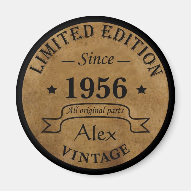 Personalized vintage 65th birthday gifts magnet (Front)