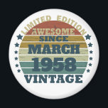 Personalized vintage 65th birthday party magnet<br><div class="desc">This vintage classic graphic design with awesome typography font lettering can add originality to your wardrobe collection. It is a great gift idea for men, women, husbands, wives, girlfriends, and boyfriends who will love this one-of-a-kind artwork. It is the best and most funny holiday present for your happy birthday party....</div>