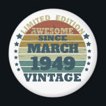 Personalized vintage 75th birthday gift magnet<br><div class="desc">You can add some originality to your wardrobe collection with this vintage retro sunset graphic design with awesome typography font lettering, a great gift for men, women, husbands, wives, girlfriend, and a boyfriend who will love this one-of-a-kind artwork. The best and most fun holiday present for your happy birthday party....</div>