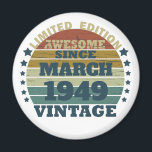 Personalized vintage 75th birthday gift magnet<br><div class="desc">You can add some originality to your wardrobe collection with this vintage retro sunset graphic design with awesome typography font lettering, a great gift for men, women, husbands, wives, girlfriend, and a boyfriend who will love this one-of-a-kind artwork. The best and most fun holiday present for your happy birthday party....</div>