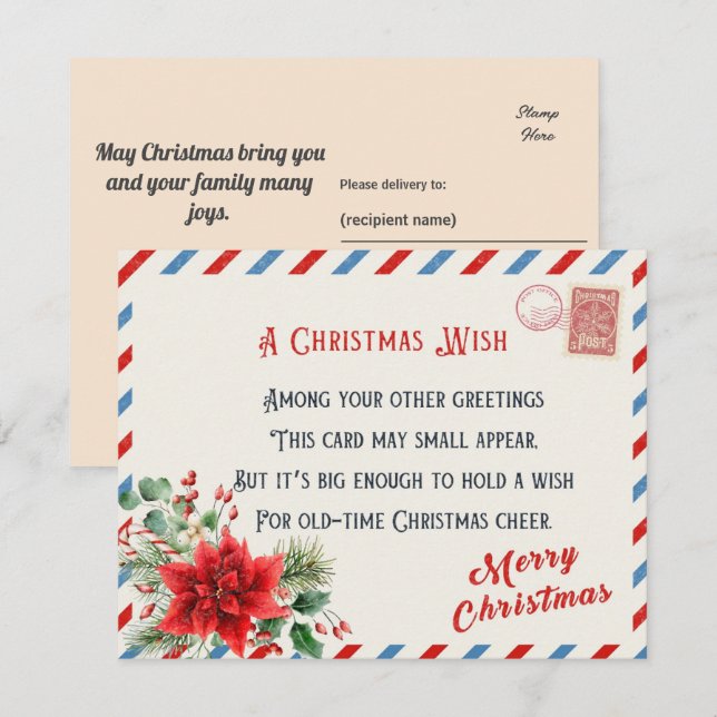 Personalized Vintage A Christmas Wish Holiday Card (Front/Back)