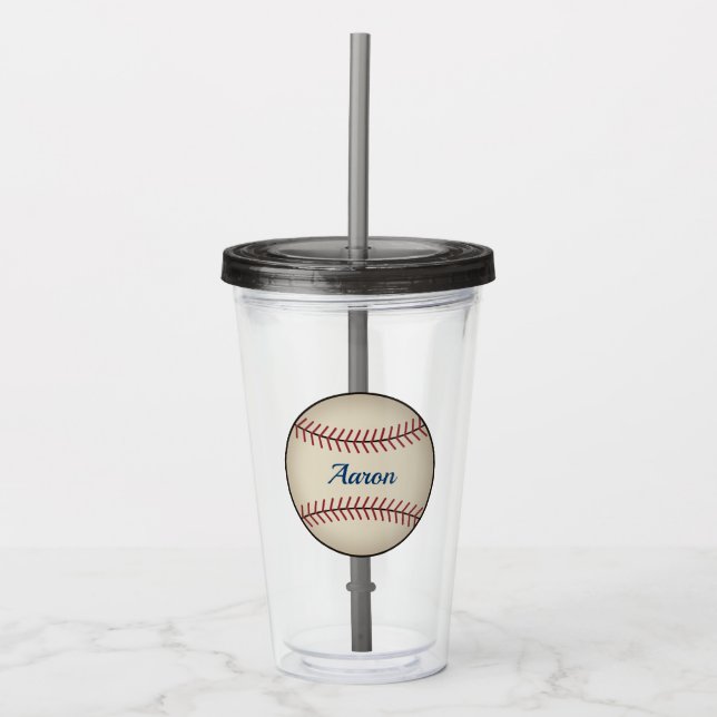 Personalized Vintage Baseball Acrylic Tumbler  (Front)