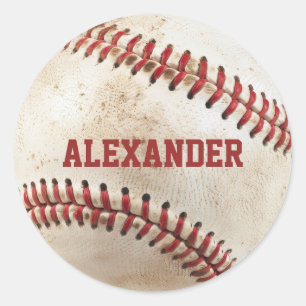 Personalized Vintage Baseball Classic Round Sticker