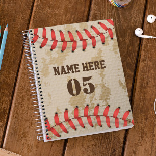 Personalized Vintage Baseball Name Number Retro Planner