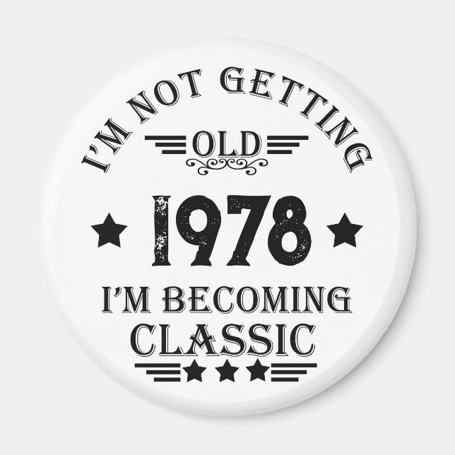 Personalized vintage birthday gift black magnet (Front)