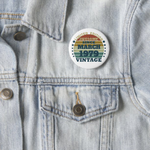 Personalized vintage birthday gift idea 6 cm round badge