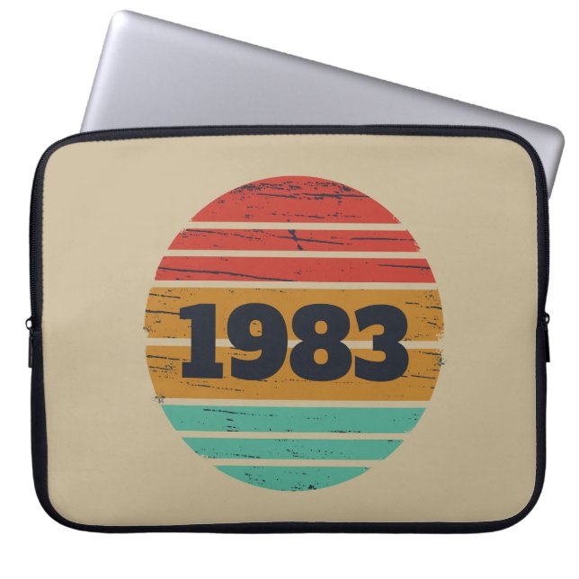 Personalized vintage birthday gift idea laptop sleeve (Front)