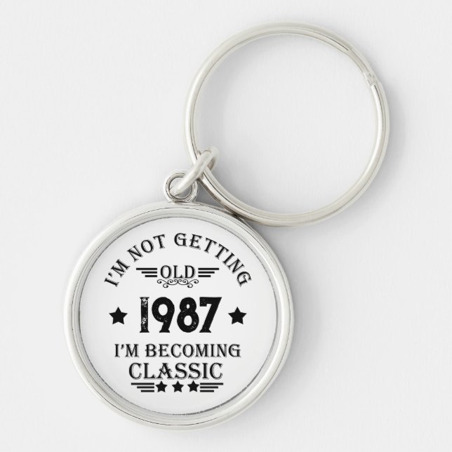 Personalized vintage birthday gift key ring (Front)