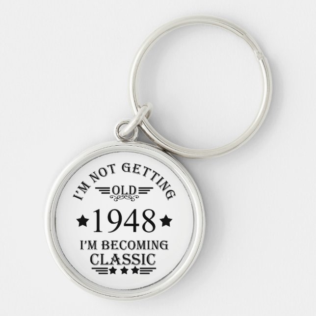 Personalized vintage birthday gift key ring (Front)