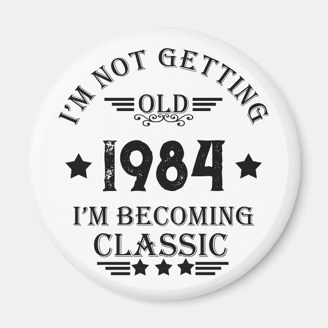 Personalized vintage birthday gift magnet (Front)