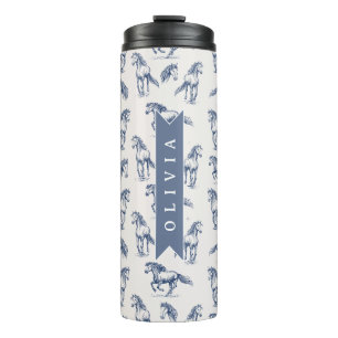 Personalized Vintage Blue Horse Classic Country Thermal Tumbler