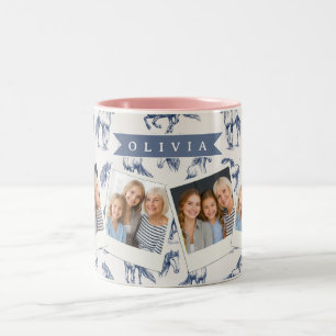 Personalized Vintage Blue Horse Classic Country Two-Tone Coffee Mug