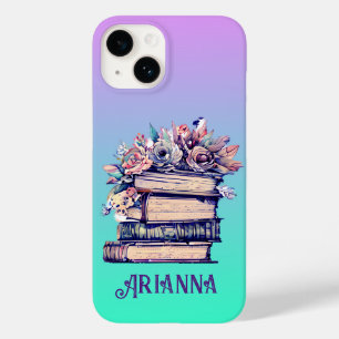 Personalized Vintage Books and Roses Case-Mate iPhone 14 Case
