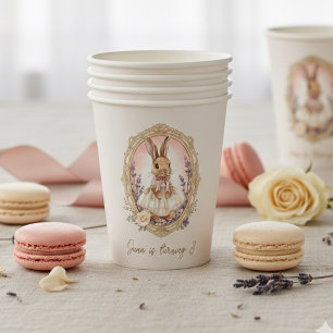 Personalized Vintage Bunny Birthday Paper Cups