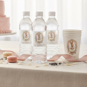 Personalized Vintage Bunny Birthday Water Bottle Label