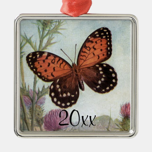 Personalized Vintage Butterfly Ornament (Front)