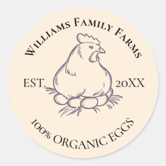 Personalized vintage chicken farm classic round sticker