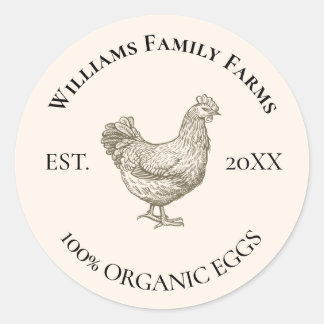Personalized vintage chicken farm classic round sticker