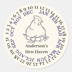 Personalized vintage chicken farm classic round sticker