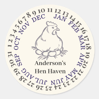 Personalized vintage chicken farm classic round sticker
