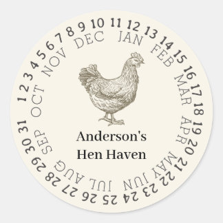 Personalized vintage chicken farm classic round sticker