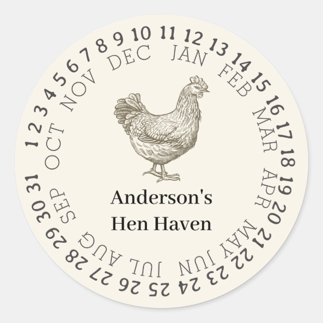 Personalized vintage chicken farm classic round sticker (Front)