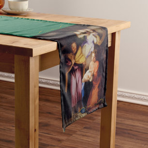 Personalized Vintage Christmas Nativity Scene Short Table Runner