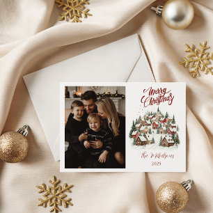 Personalized Vintage Christmas Town Holiday Card