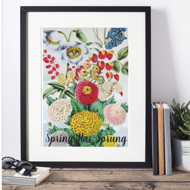 Personalized Vintage Chrysanthemum Poppy Lilac Poster (Downloadable Print)