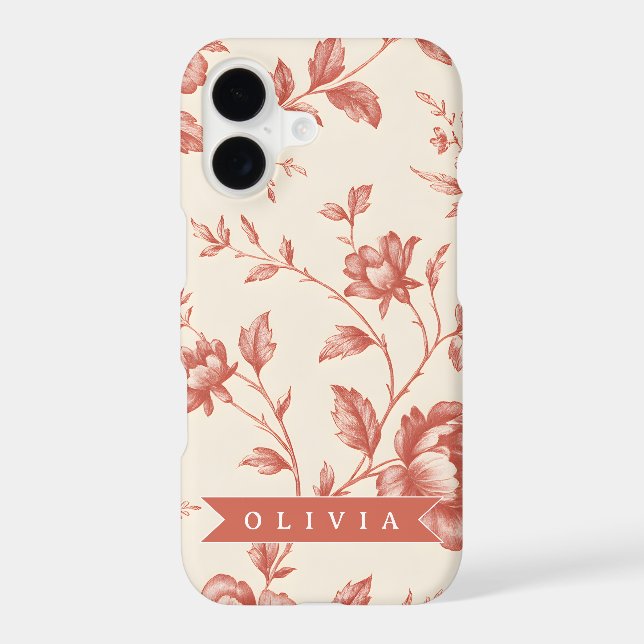 Personalized vintage delicate floral toile design (Back)