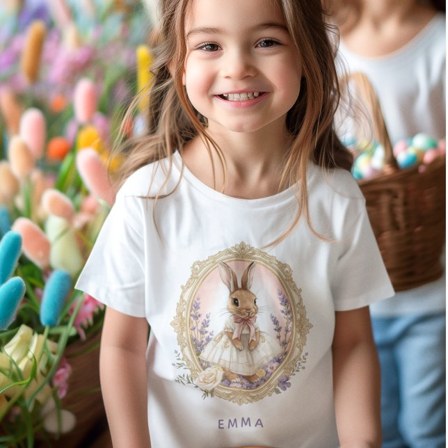 Personalized Vintage Easter Bunny Baby T-Shirt (Creator Uploaded)