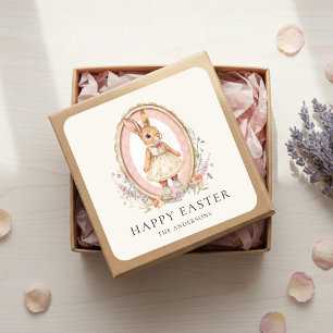 Personalized Vintage Easter Bunny Custom  Square Sticker