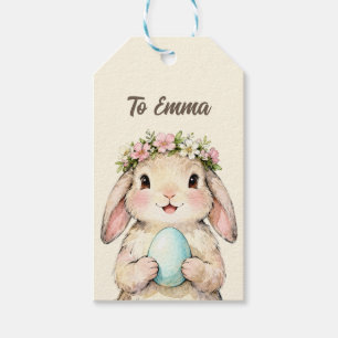 Personalized Vintage Easter Bunny with Egg Gift Tags