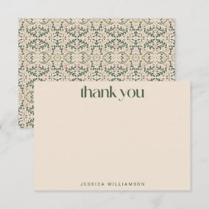Personalized Vintage Floral Green Bridal Shower  Thank You Card