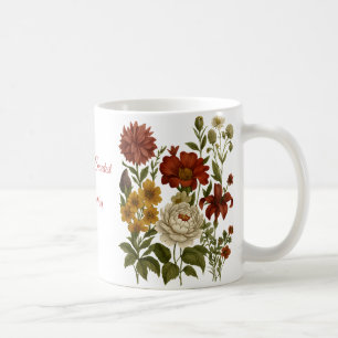 Personalized Vintage Floral Mug, Custom Name Gift Coffee Mug