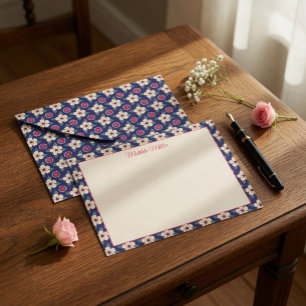 Personalized Vintage Floral Note Card